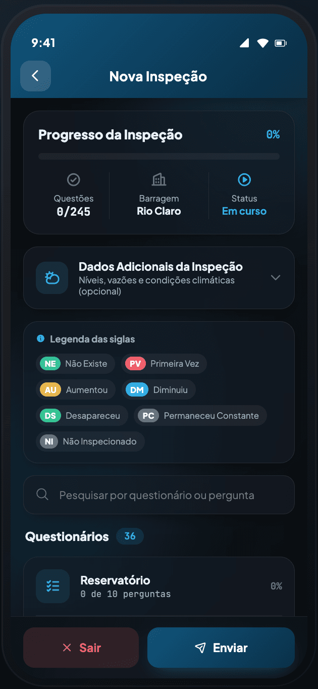 App de campo — Inspeção em campo
